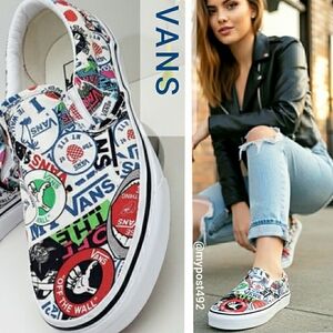 VANS Off the Wall Slip-On|Multicolor Sneaker🦋Mash up Stickers❤Unisex